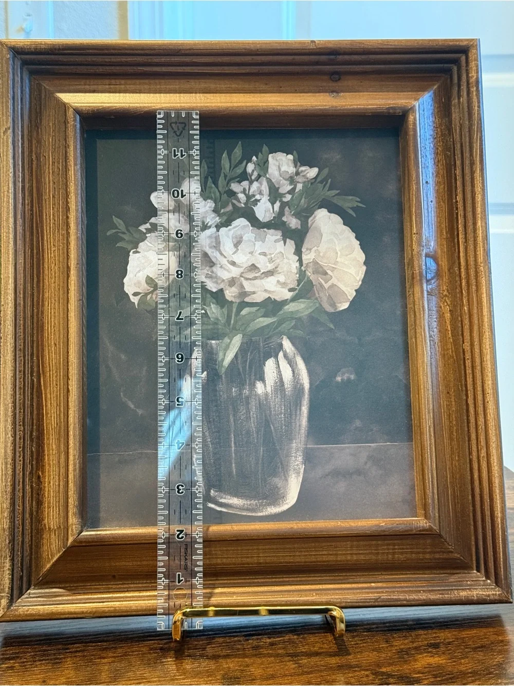 Framed Floral Still Life Art Print in Brown Frame